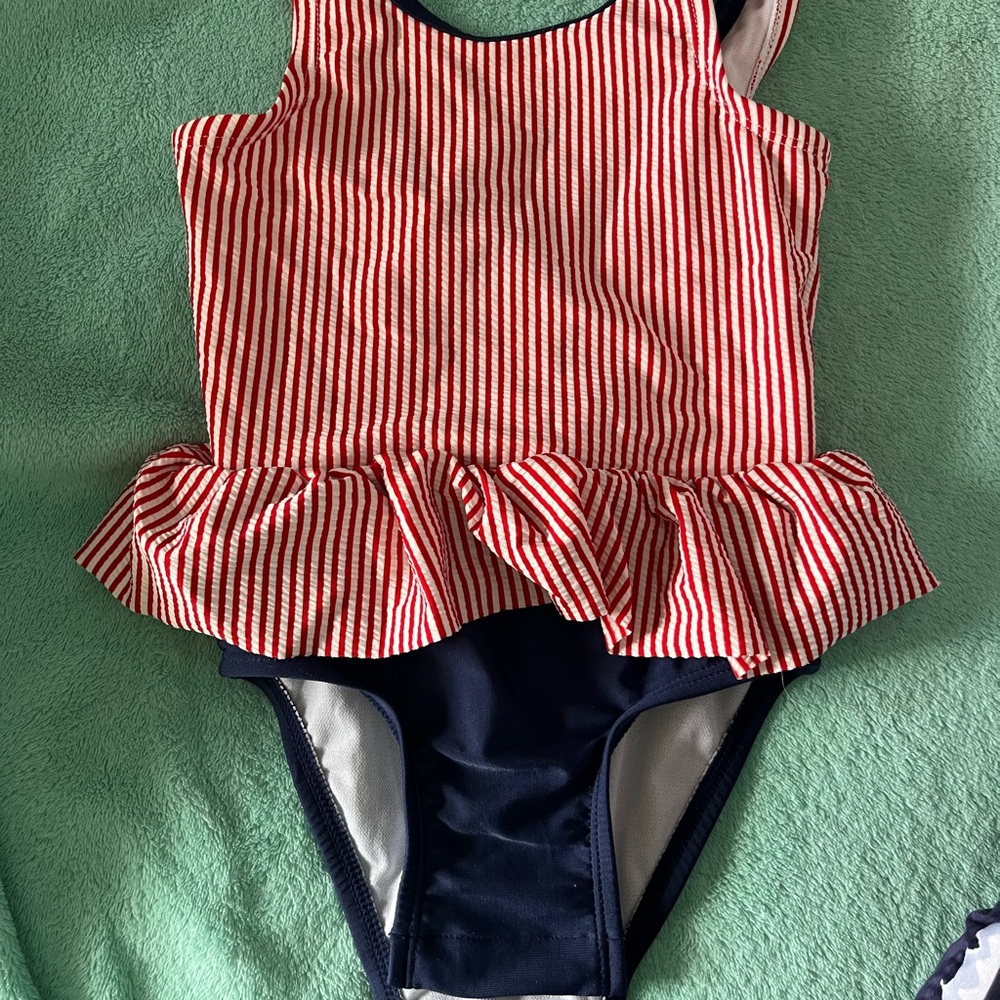 Cat & Jack Red and White Striped Kids Swim One Piece